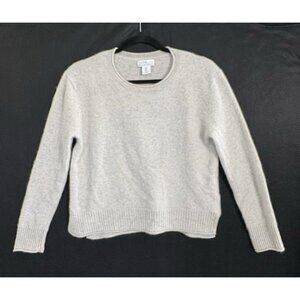 RACHEL ZOE Women 2 Ply Cashmere Sweater Sz L Gray Pullover Side Slit 78-22